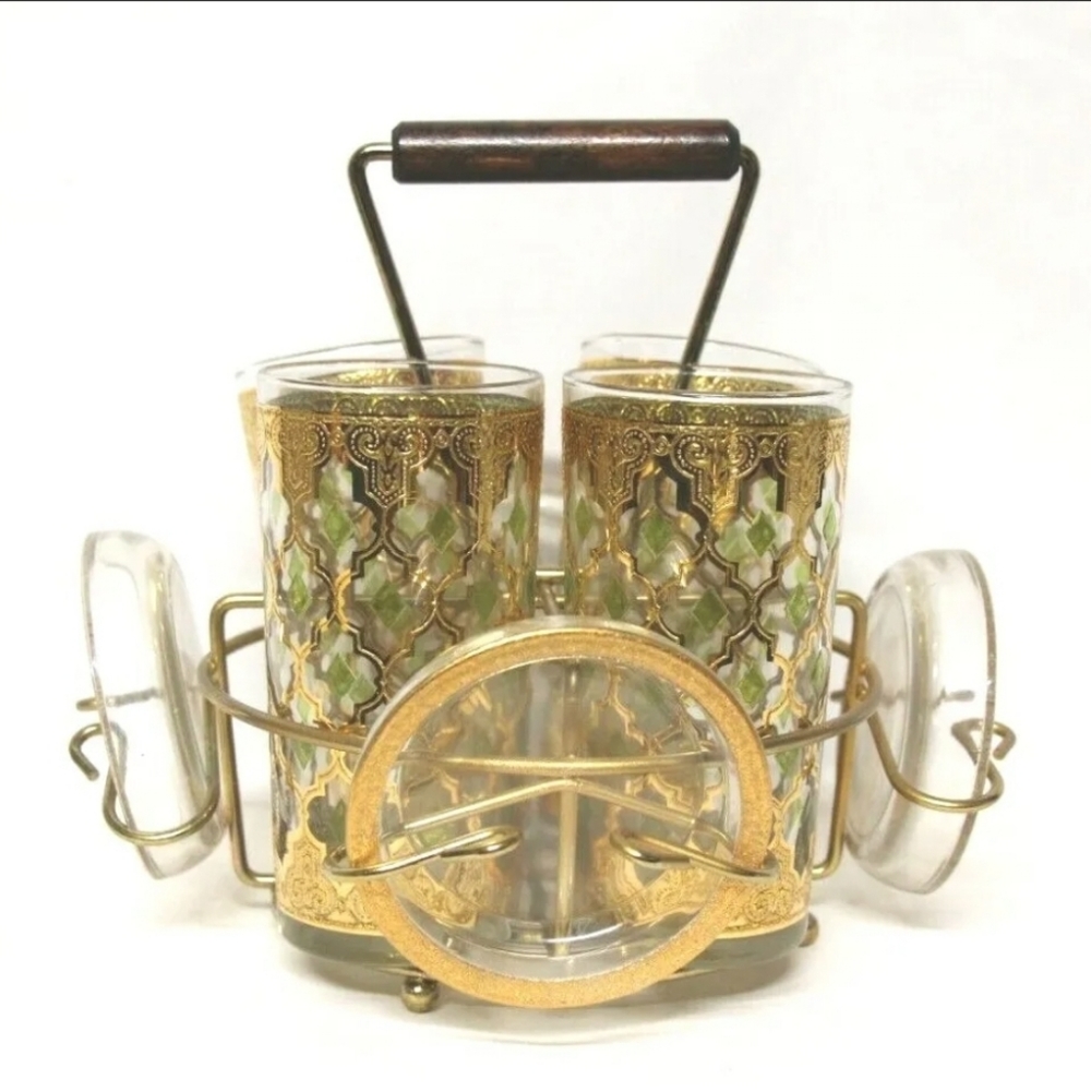 Rare Mid Century Modern Highball Glasses Set Valencia by Culver